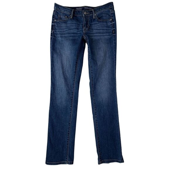 Mossimo Jeans 4R Blue Denim Mid Rise Straight Modern Cotton Stretch Whisker 4 - Picture 2 of 10